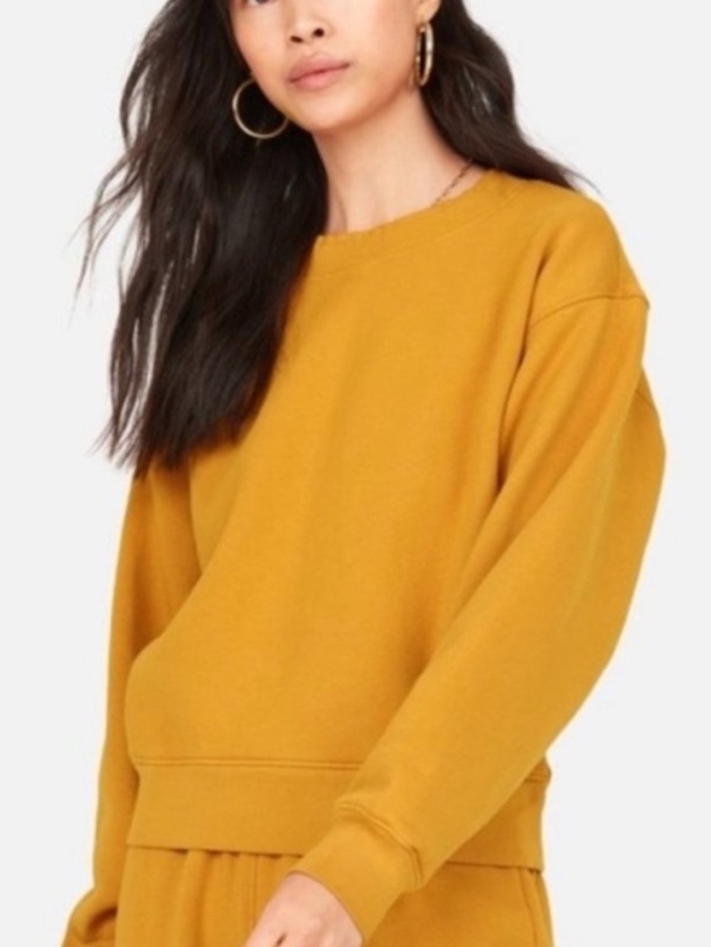 MATE The Label Organic Raw Neck Fleece Sweatshirt in Tumeric Size M